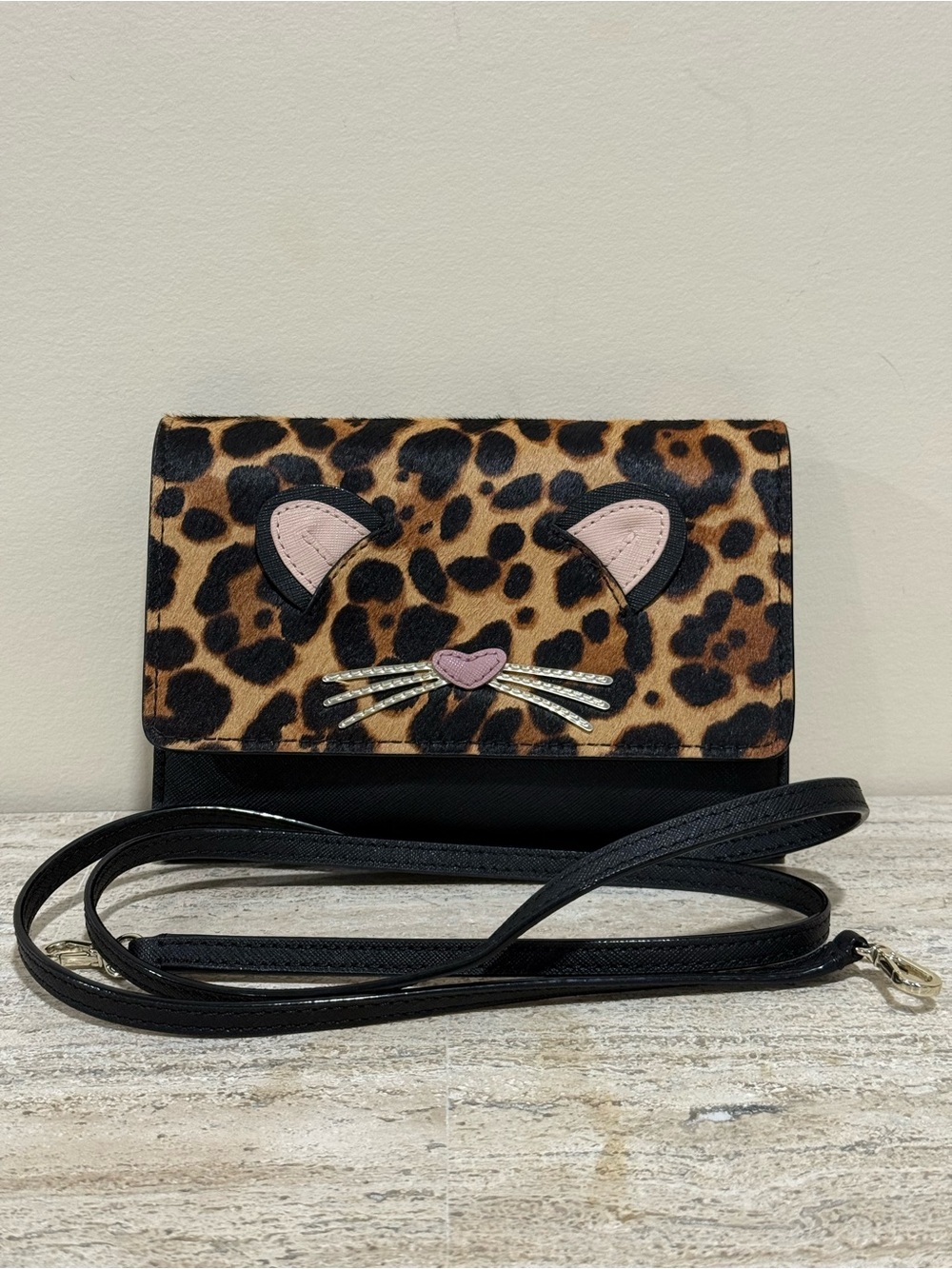 Kate Spade New York Run Wild Leopard  Crossbody Clutch NWOT